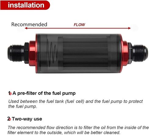 Black Red Inline 100 Micron Filter 6AN 8AN 10AN Adapter 50MM + Mounting Bracket in Saudi Arabia