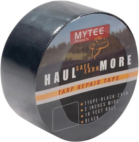 Mytee Products 8.8 oz Waterproof Black Vinyl Tarp Repair Tape 6 Inch x 50 FT with Heavy Duty Adhesive Backing - Tarp Patch Kit, Tarp Repair Kit in Kuwait