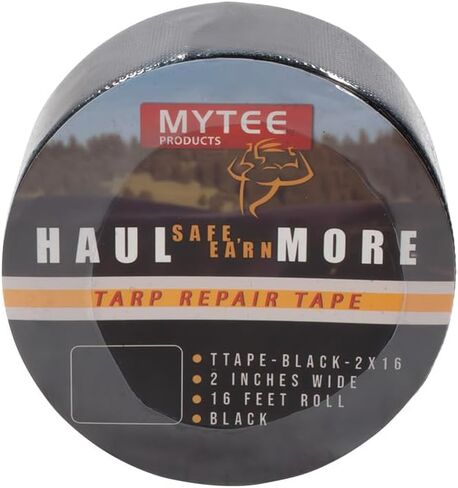 Mytee Products 8.8 oz Waterproof Black Vinyl Tarp Repair Tape 6 Inch x 50 FT with Heavy Duty Adhesive Backing - Tarp Patch Kit, Tarp Repair Kit in Kuwait
