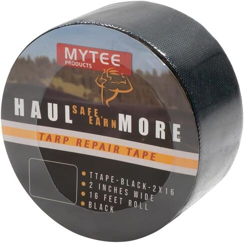Mytee Products 8.8 oz Waterproof Black Vinyl Tarp Repair Tape 6 Inch x 50 FT with Heavy Duty Adhesive Backing - Tarp Patch Kit, Tarp Repair Kit in Kuwait