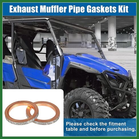 Motoforti 2 Pcs Exhaust Pipe Muffler Silencer Gasket Kit Copper Gaskets for Yamaha Rhino 660 YXR660F 4X4 2004-2007 Long-lasting in Saudi Arabia