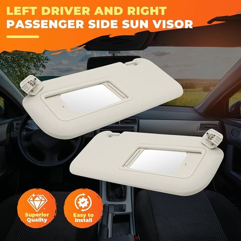 Pair Gray Sun Visor Driver&Passenger Side Compatible with 3 2010 2011 2012 2013 BBM2-69-320C-75 BBM3-69-320C-75 W/Mirror Left Right Side in Saudi Arabia