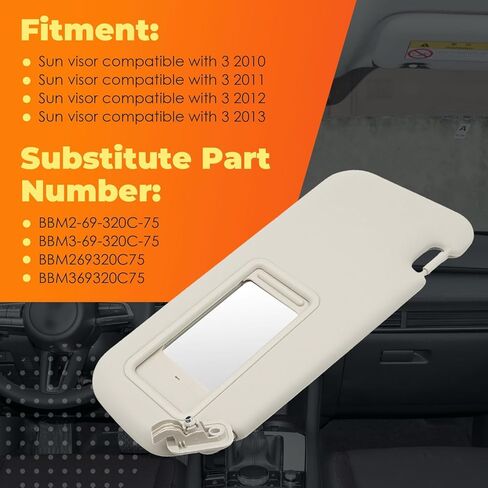 Pair Gray Sun Visor Driver&Passenger Side Compatible with 3 2010 2011 2012 2013 BBM2-69-320C-75 BBM3-69-320C-75 W/Mirror Left Right Side in Saudi Arabia