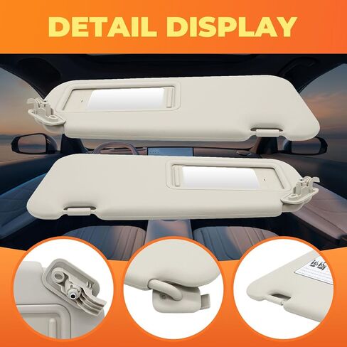 Pair Gray Sun Visor Driver&Passenger Side Compatible with 3 2010 2011 2012 2013 BBM2-69-320C-75 BBM3-69-320C-75 W/Mirror Left Right Side in Saudi Arabia