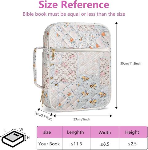 حافظة غطاء الكتاب المقدس للنساء، حقيبة كبيرة للكتاب المقدس مع لوازم دراسة الكتاب المقدس وإكسسوارات هدايا مسيحية للنساء، محمولة بمقبض قوي وأقلام تحديد، زهرة زرقاء in Kuwait