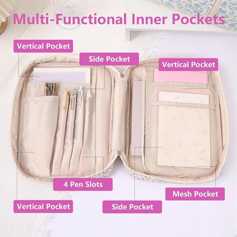 حافظة غطاء الكتاب المقدس للنساء، حقيبة كبيرة للكتاب المقدس مع لوازم دراسة الكتاب المقدس وإكسسوارات هدايا مسيحية للنساء، محمولة بمقبض قوي وأقلام تحديد، زهرة زرقاء in Kuwait