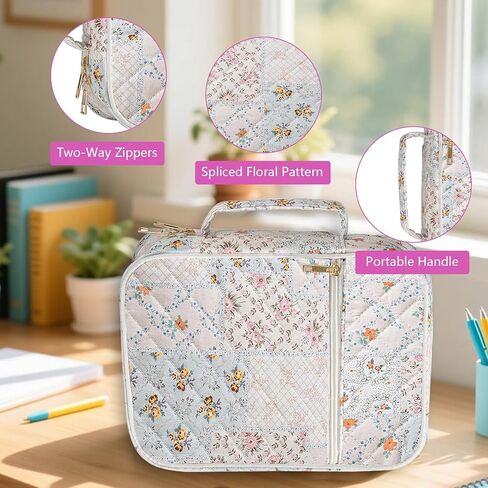 حافظة غطاء الكتاب المقدس للنساء، حقيبة كبيرة للكتاب المقدس مع لوازم دراسة الكتاب المقدس وإكسسوارات هدايا مسيحية للنساء، محمولة بمقبض قوي وأقلام تحديد، زهرة زرقاء in Kuwait