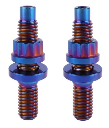 Titanium M8x1.25 Stud Set – Burnt Blue, 45mm Length, Lightweight Ti Hardware, 2 Pack Threaded Exhaust/Engine Studs | Str8UpRevving Approved in Saudi Arabia
