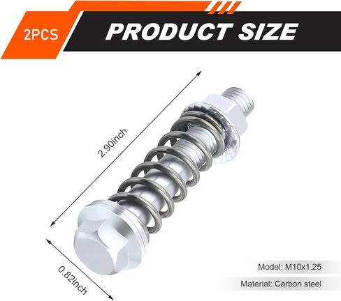 2 PCS Exhaust Manifold Bolts and Nuts Kit, M10 x 1.5mm Exhaust Flange Bolt with Spring, Carbon Steel Professional Flange Bolts for Exhaust Gasket, Replacement Accessories for Most Cars in Saudi Arabia
