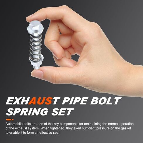 2 PCS Exhaust Manifold Bolts and Nuts Kit, M10 x 1.5mm Exhaust Flange Bolt with Spring, Carbon Steel Professional Flange Bolts for Exhaust Gasket, Replacement Accessories for Most Cars in Saudi Arabia
