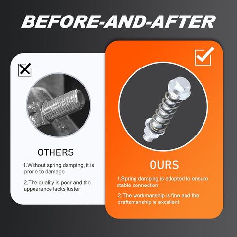 2 PCS Exhaust Manifold Bolts and Nuts Kit, M10 x 1.5mm Exhaust Flange Bolt with Spring, Carbon Steel Professional Flange Bolts for Exhaust Gasket, Replacement Accessories for Most Cars in Saudi Arabia