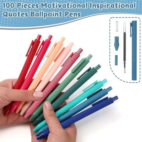 Teling 100 Pieces Motivational Pens Bulk Operation Inspirational Quotes Ballpoint Pens with Saying for Back to School Gifts Black Ink Party Favors Pens(Gentle Colors, Classic Style) in Saudi Arabia