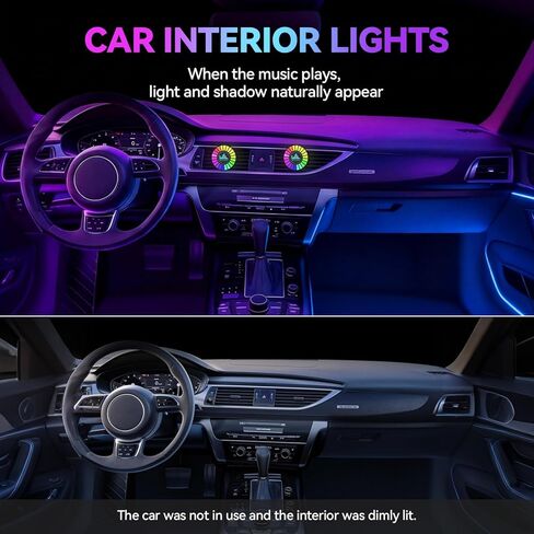 قطعتان من مصابيح LED الداخلية للسيارة، مصابيح محيطة بفتحة تهوية السيارة، 10 ألوان شحن USB RGB صوت إيقاع الموسيقى المنشط، من أجل احتفالات أعياد الميلاد، ديكور داخلي للسيارة، غرف الألعاب، غرفة النوم in Kuwait