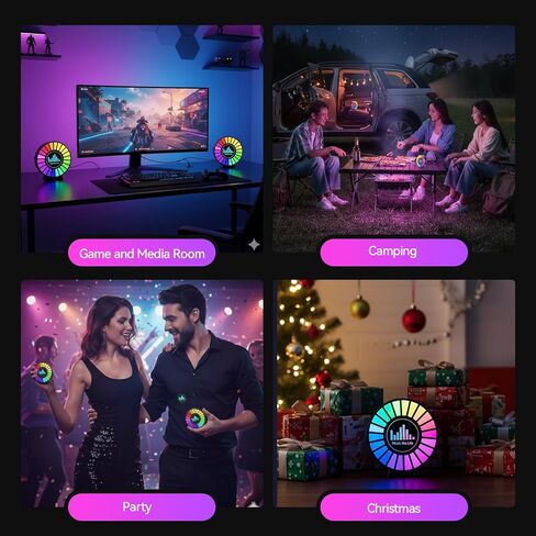 قطعتان من مصابيح LED الداخلية للسيارة، مصابيح محيطة بفتحة تهوية السيارة، 10 ألوان شحن USB RGB صوت إيقاع الموسيقى المنشط، من أجل احتفالات أعياد الميلاد، ديكور داخلي للسيارة، غرف الألعاب، غرفة النوم in Kuwait