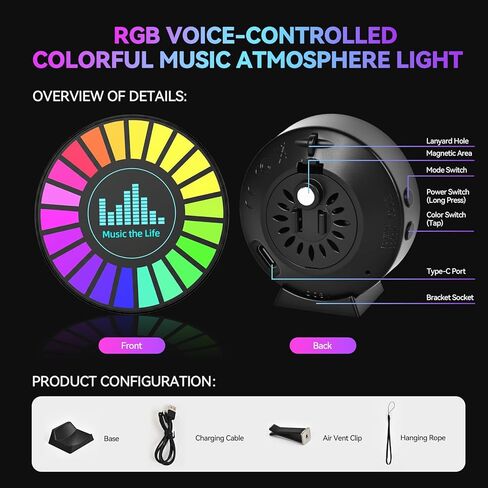 قطعتان من مصابيح LED الداخلية للسيارة، مصابيح محيطة بفتحة تهوية السيارة، 10 ألوان شحن USB RGB صوت إيقاع الموسيقى المنشط، من أجل احتفالات أعياد الميلاد، ديكور داخلي للسيارة، غرف الألعاب، غرفة النوم in Kuwait
