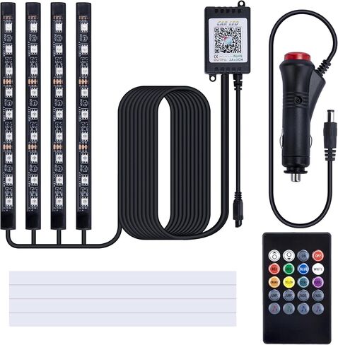 Car Led Lights Interior, Interior Car Lights with with Cigarette Lighter Adapter, 12V LED Strip Light with Smart APP Remote Control, Sync Music, Color Change Cars Light for Inside, Cars Accessories in Saudi Arabia