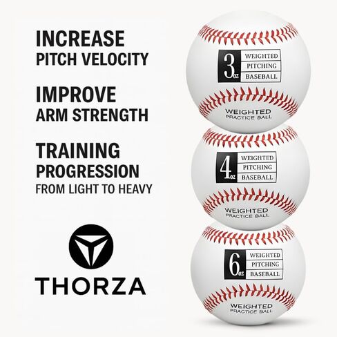 Weighted Baseballs for Throwing - Help Increase Pitch Velocity - Set of 6 Practice Baseballs 16oz in Kuwait