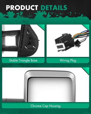 SCITOO Towing Mirrors Exterior Mirrors fit for 2014 2500 HD 3500 HD 2007 Pickup Tahoe Suburban Avalanche Yukon XL 2008-2013 Denali with Reverse Lights Arrow Turn Signal Power Control and Heated in Saudi Arabia