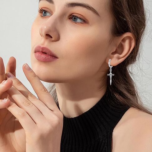 Moonstone Earrings Sterling Silver Devil Angel Dangle Earrings Heart Moonstone Drop Devil Jewelry Gifts for Women Girls Mother's Day in Saudi Arabia