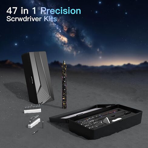 Electric Screwdriver Sets, 55-in-1 Mini Electric Screwdriver Sets, Precision Power Screwdriver Kits with Magnetic Bits, LED Lights, Electric Tool Kits for Phone, Glasses, PC, Camera, Black in Kuwait