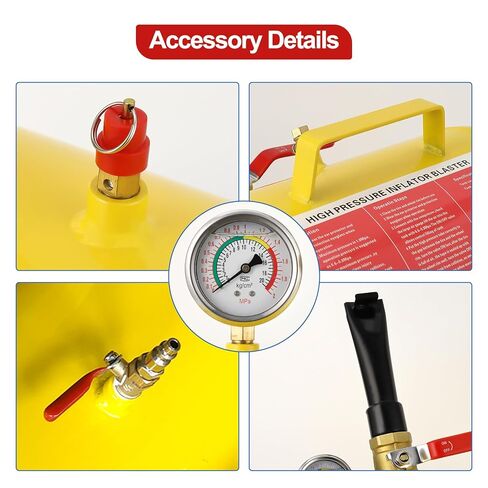 10 Gallon Air Tire Bead Seater, Air Tire Seating Blaster Inflator, 85-166PSI Air Tire Bead Blaster with Pressure Gauge & Handle for Car Truck ATV in Saudi Arabia