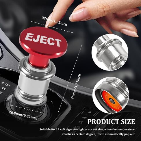 Car Cigarette Lighter, Cigarette Lighter for Car, Anodized Aluminum Push Button Lighter Dustproof Plug, FIRE MISSILE Button Auto Interior Accessories for Most Vehicles (Laser Red FIRE MISSILE) in Kuwait