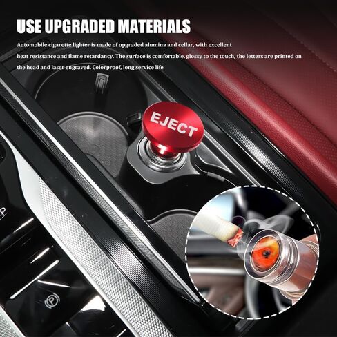 Car Cigarette Lighter, Cigarette Lighter for Car, Anodized Aluminum Push Button Lighter Dustproof Plug, FIRE MISSILE Button Auto Interior Accessories for Most Vehicles (Laser Red FIRE MISSILE) in Kuwait