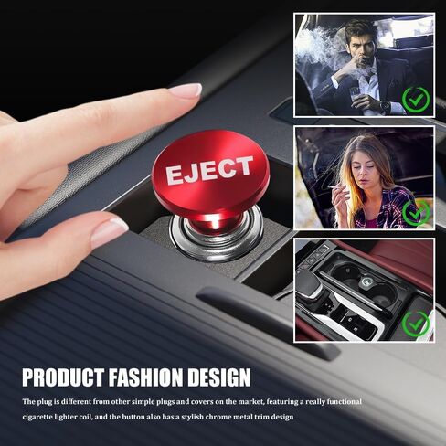 Car Cigarette Lighter, Cigarette Lighter for Car, Anodized Aluminum Push Button Lighter Dustproof Plug, FIRE MISSILE Button Auto Interior Accessories for Most Vehicles (Laser Red FIRE MISSILE) in Kuwait