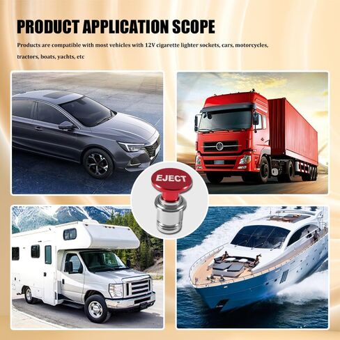 Car Cigarette Lighter, Cigarette Lighter for Car, Anodized Aluminum Push Button Lighter Dustproof Plug, FIRE MISSILE Button Auto Interior Accessories for Most Vehicles (Laser Red FIRE MISSILE) in Kuwait