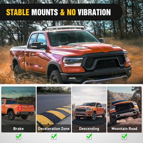 Nilight 52 inch Curved LED Light Bar Bracket Mounting Upper Windshield Roof Cab Brackets for Dodge RAM 1500 4th Gen 2009-2018, 1500 Classic 2019-2024 and RAM 2500 3500 2010-2018 in Saudi Arabia