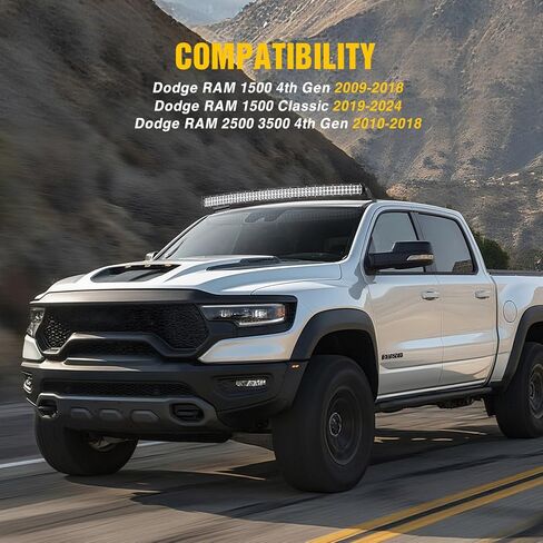 Nilight 52 inch Curved LED Light Bar Bracket Mounting Upper Windshield Roof Cab Brackets for Dodge RAM 1500 4th Gen 2009-2018, 1500 Classic 2019-2024 and RAM 2500 3500 2010-2018 in Saudi Arabia
