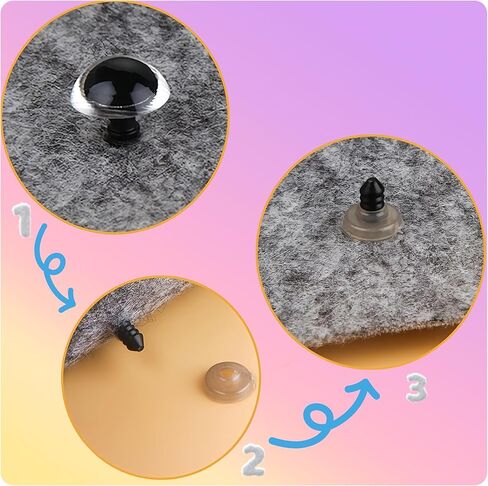 Mirovim 200pcs Safety Eyes for Amigurumi with Washers, Colorful Plastic Eyes in 5 Sizes (10/12/14/16/18mm), Crochet Craft Supplies for Stuffed Animals, Dolls & DIY Projects, Ideal Gift for Crafters in Saudi Arabia