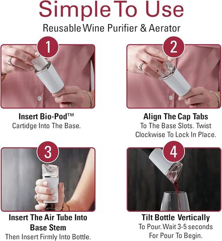 PureWine Phoenix Bio-Pods 8-Pack Refill for Wine Filter - Eco-Friendly, Portable, Reusable Wine Aerator - Histamine & Sulfite Filter & Purifier in Saudi Arabia