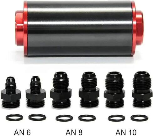 Inline Filter High Flow 100 Micron Reusable AN6 AN8 AN10 Adapter Black and Red in Saudi Arabia