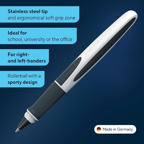 Schneider Ray Cartridge Rollerball Pen M (Medium), Refillable, Dark Blue/Light Gray Barrel, Royal Blue Erasable Ink Cartridge, Pack of 1 Pen (187803) in Kuwait