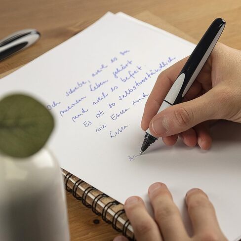 Schneider Ray Cartridge Rollerball Pen M (Medium), Refillable, Dark Blue/Light Gray Barrel, Royal Blue Erasable Ink Cartridge, Pack of 1 Pen (187803) in Kuwait