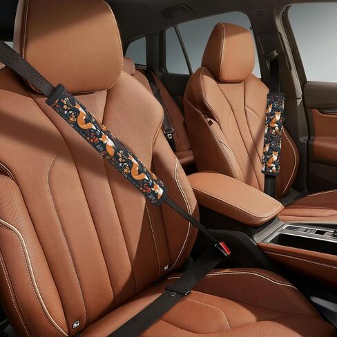 Elegant Pattern Featuring Foxes 2 Pack Car Seat Belt Cover Pads Pram Strap Covers Automotive Seatbelt Universal Soft Comfortable for Men Women Adults in Saudi Arabia