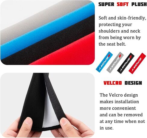 Car Seat Belt Pad, Sport Soft Vehicle Seatbelt Cushion Protector for Shoulder & Neck, Breathable & Comfortable Seat Strap Covers, Universal Automotive Accessories (Red/Black) in Saudi Arabia