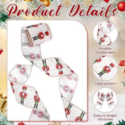 Christmas Wired Ribbons 2.5 Inch 5 Roll 30 Yards Gingerbread Red Green Plaid Christmas Ribbon Wired Edge to Shape for Xmas Tree Decorations Wedding Gifts Packaging Bow DIY Crafts in Saudi Arabia