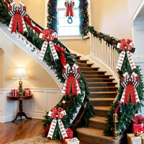 Christmas Wired Ribbons 2.5 Inch 5 Roll 30 Yards Gingerbread Red Green Plaid Christmas Ribbon Wired Edge to Shape for Xmas Tree Decorations Wedding Gifts Packaging Bow DIY Crafts in Saudi Arabia