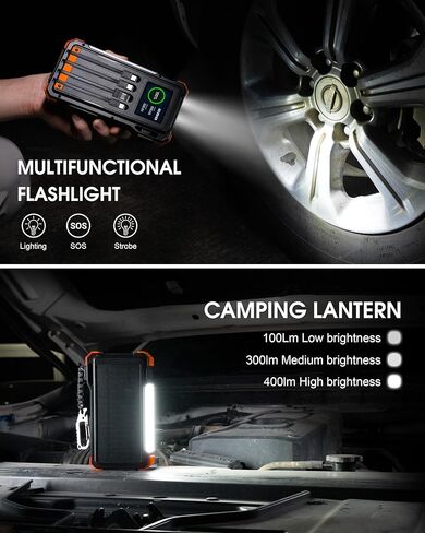 Solar Jump Starter, 5000A Peak 12V Car Battery Jump Starter for Up to 10.0L Gas & 6.0L Diesel Engines, Portable Car Jump Starter, Jumper Cables & Solar Power Bank,Gray in Saudi Arabia