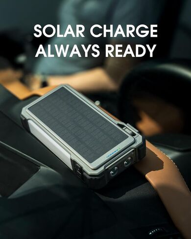 Solar Jump Starter, 5000A Peak 12V Car Battery Jump Starter for Up to 10.0L Gas & 6.0L Diesel Engines, Portable Car Jump Starter, Jumper Cables & Solar Power Bank,Gray in Saudi Arabia