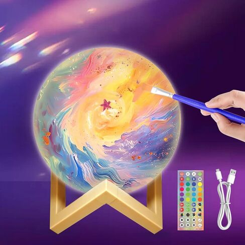 CPLA DIY 3D Moon Night Light, Paint Your Own Moon Lamp Kit, Arts Supplies and Crafts Kit, Ages 6 7 8 9 10 11 12 13 Year Old Girls Boys Kids Birthday Gifts in Saudi Arabia
