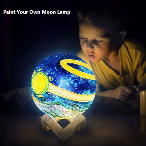 CPLA DIY 3D Moon Night Light, Paint Your Own Moon Lamp Kit, Arts Supplies and Crafts Kit, Ages 6 7 8 9 10 11 12 13 Year Old Girls Boys Kids Birthday Gifts in Saudi Arabia