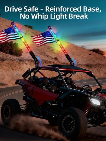 AUDEXEN New Tpye of Smoked Lens RGB Whip Lights, 2FT Spiral Led Lighted Whips, Plug & Play Spring, App & Remote Control, for SXS UTV ATV Off-Road RZR for Polaris Can-Am Truck 4X4 Sand Buggy Dune in Saudi Arabia