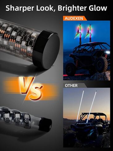 AUDEXEN New Tpye of Smoked Lens RGB Whip Lights, 2FT Spiral Led Lighted Whips, Plug & Play Spring, App & Remote Control, for SXS UTV ATV Off-Road RZR for Polaris Can-Am Truck 4X4 Sand Buggy Dune in Saudi Arabia