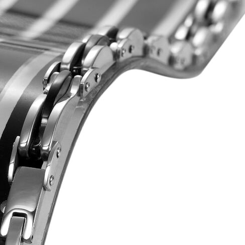 URBAN JEWELRY Industrial Greek Pattern 316L Stainless Steel Link Cuff Bracelet for Men (Black, Silver) in Saudi Arabia
