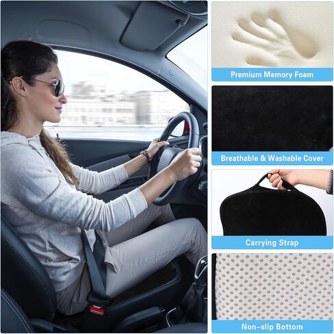 Car Seat Cushion for Sciatica Pain Relief, Extra Large Ergonomic Memory Foam Seat Pad for Lower Back & Tailbone Support, Cushion for Long Driving, Office Chair, Truck, Wheelchair - Grey in Saudi Arabia