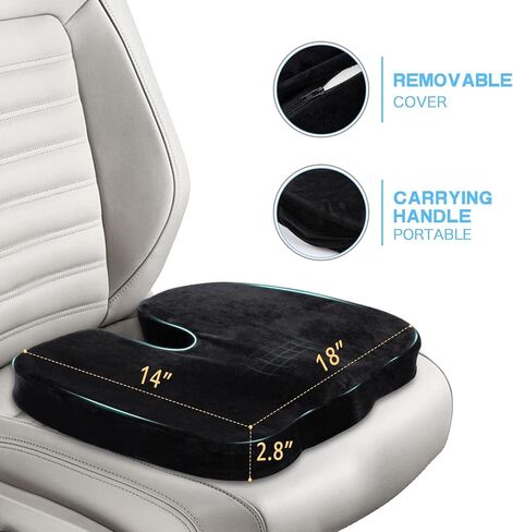 Car Seat Cushion for Sciatica Pain Relief, Extra Large Ergonomic Memory Foam Seat Pad for Lower Back & Tailbone Support, Cushion for Long Driving, Office Chair, Truck, Wheelchair - Grey in Saudi Arabia