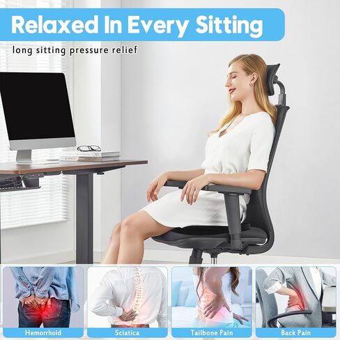 Car Seat Cushion for Sciatica Pain Relief, Extra Large Ergonomic Memory Foam Seat Pad for Lower Back & Tailbone Support, Cushion for Long Driving, Office Chair, Truck, Wheelchair - Grey in Saudi Arabia